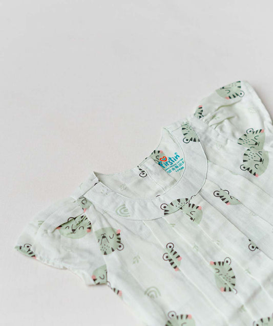 Muslin Cap Sleeve Frock - Frost Tiger Rainbow