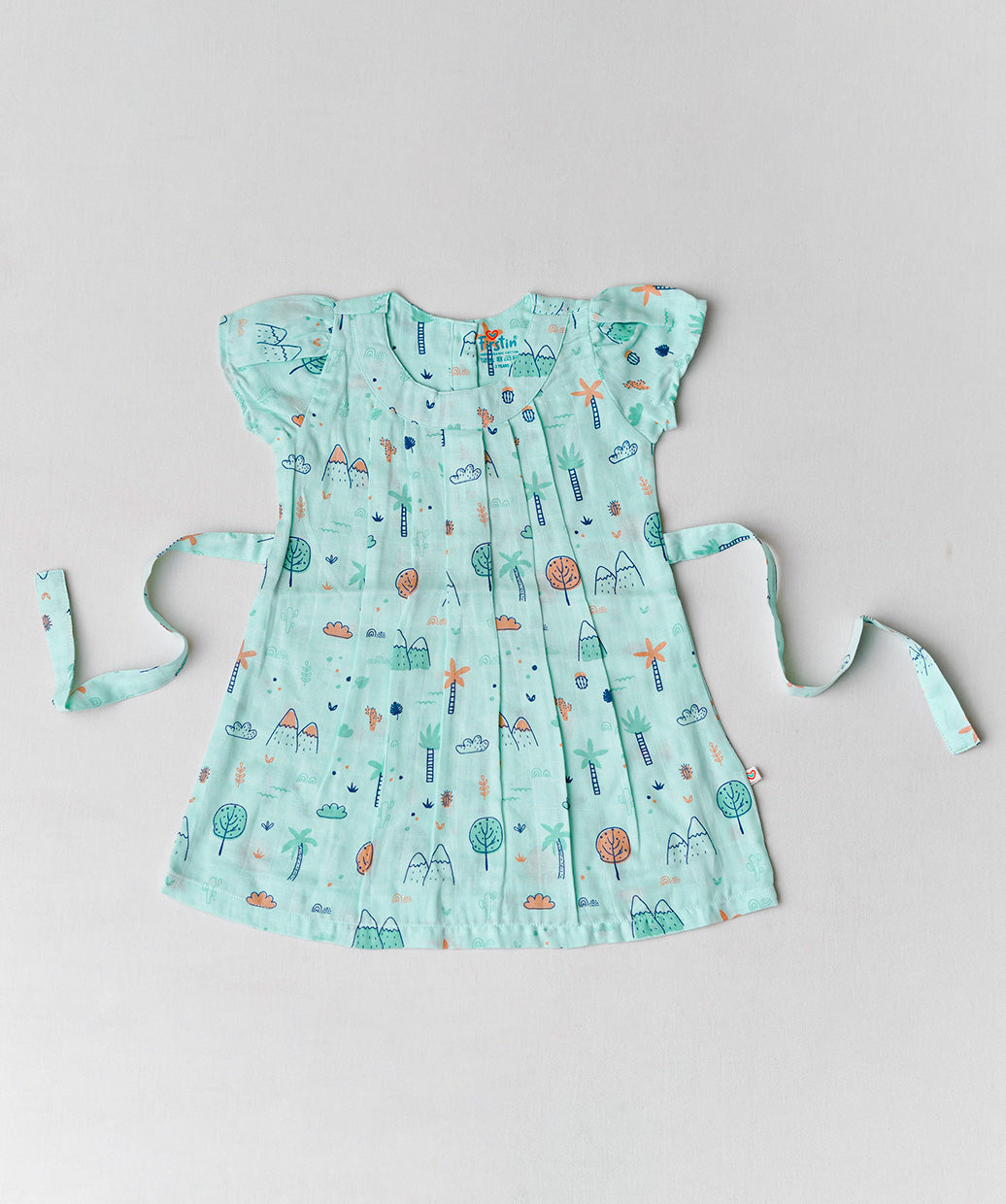 Muslin Cap Sleeve Frock - Mint Cliff