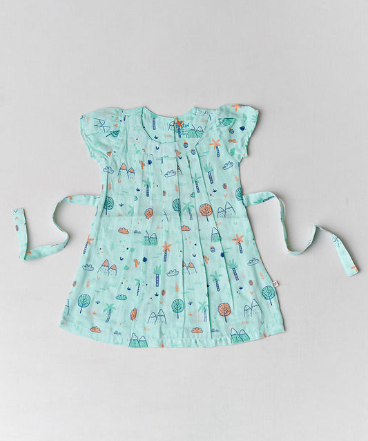 Muslin Cap Sleeve Frock - Mint Cliff