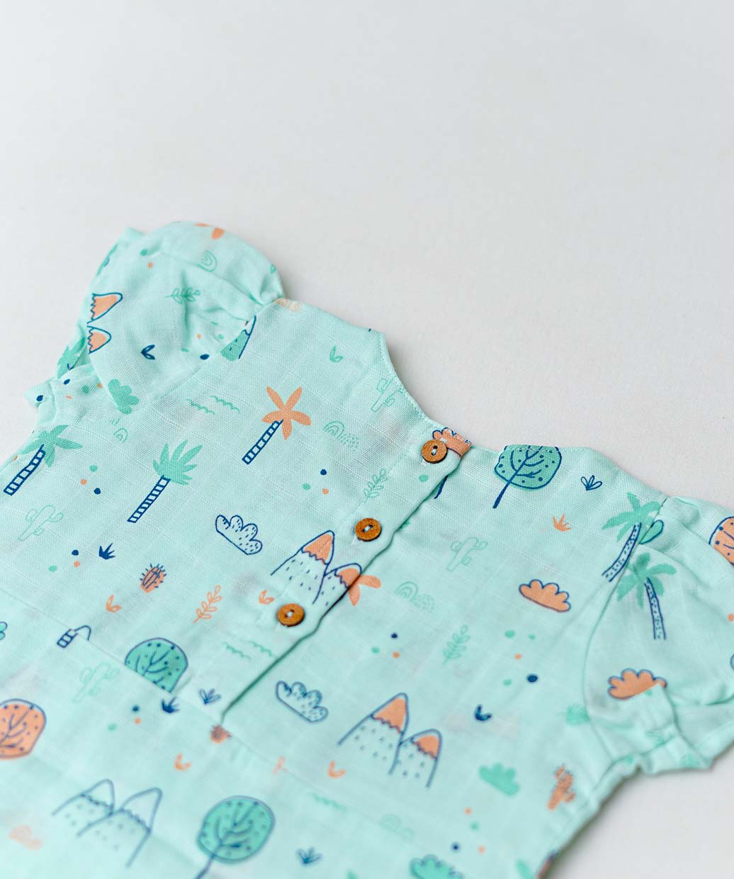 Muslin Cap Sleeve Frock - Mint Cliff