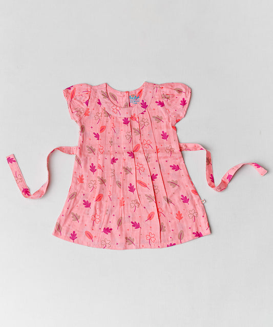 Muslin Cap Sleeve Frock - Melon Pink Maple