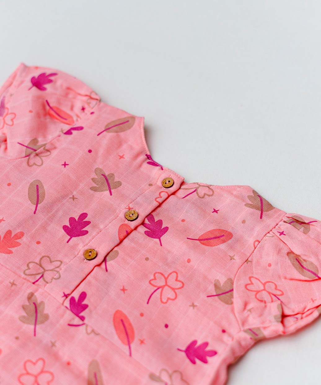 Muslin Cap Sleeve Frock - Melon Pink Maple