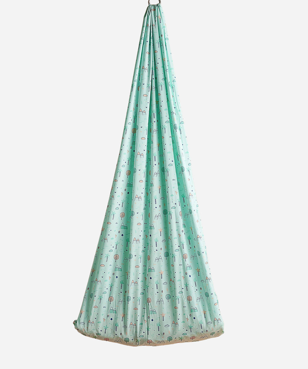 Mint Cliff Print Poplin Cradle / Thottil / Jhula With Matching Net