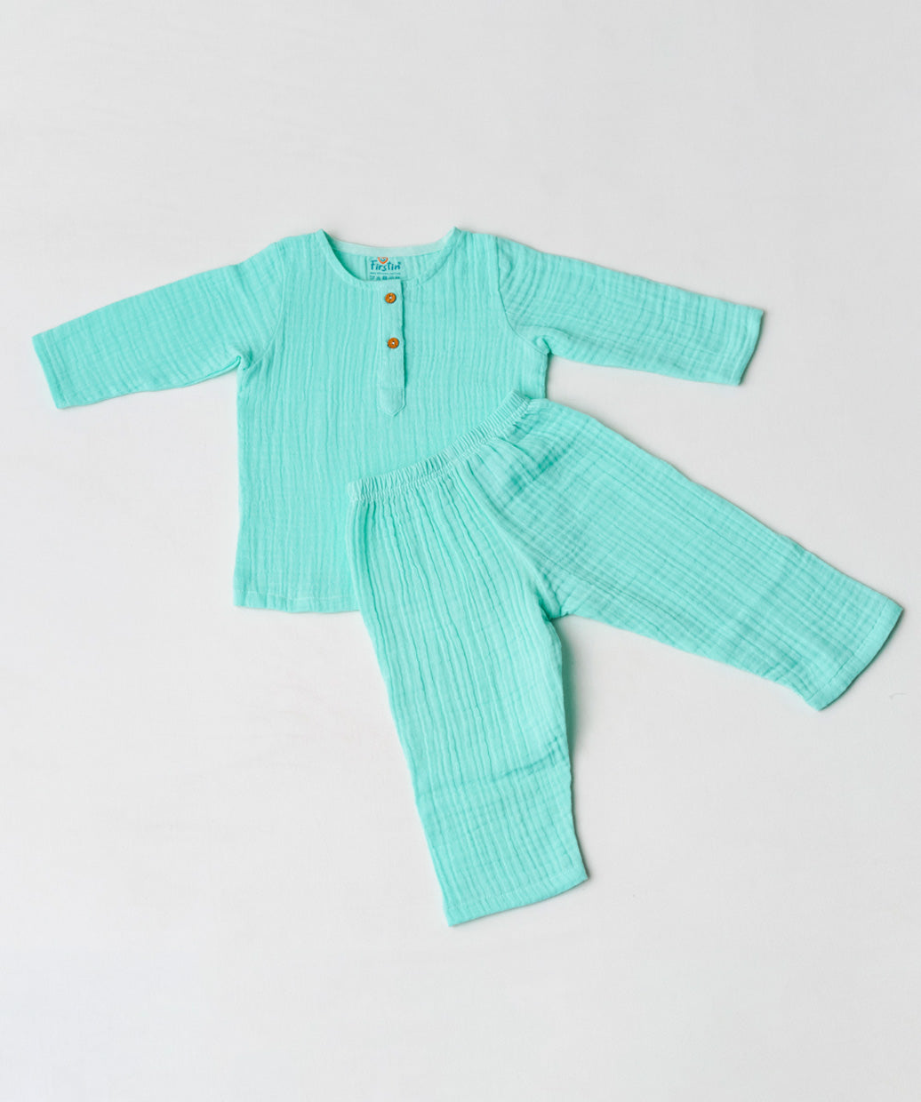 Muslin Bubble Crinkle Pyjamas Set - Marine