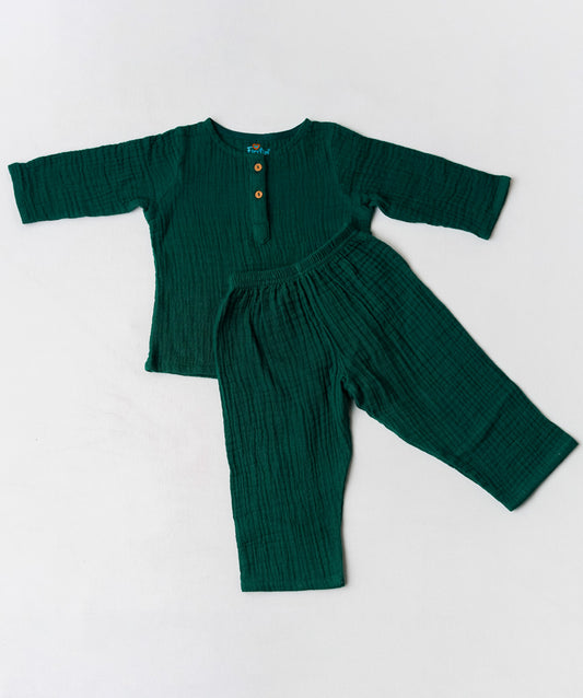 Muslin Bubble Crinkle Pyjamas Set - Opal