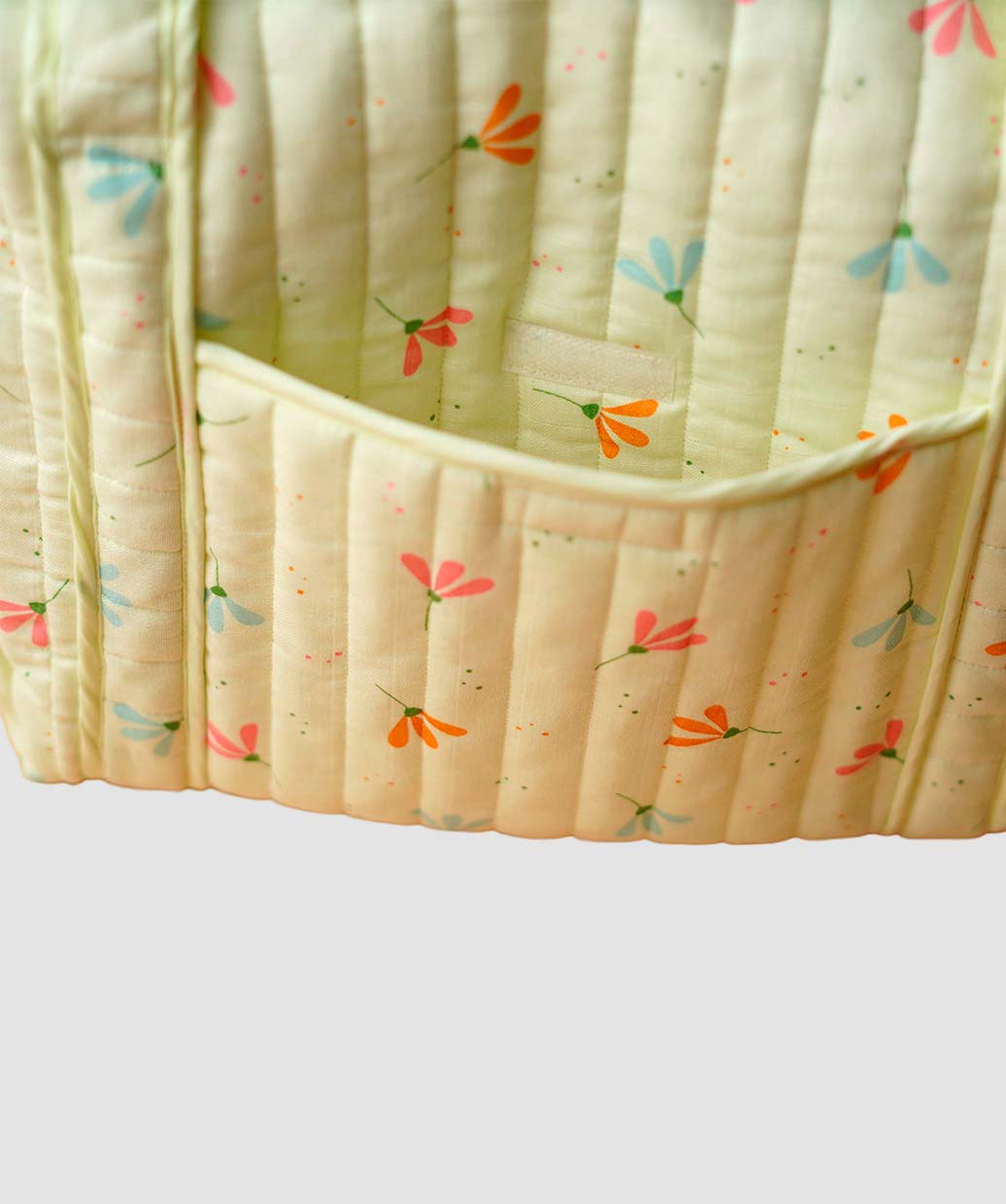 Muslin Lime Cream Bloom Printed Diaper Bag 40X28X14CM