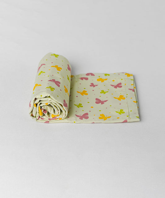 Poplin Cotton  Dohar (Premium Bed Protector) - Aloe Wash Butterfly