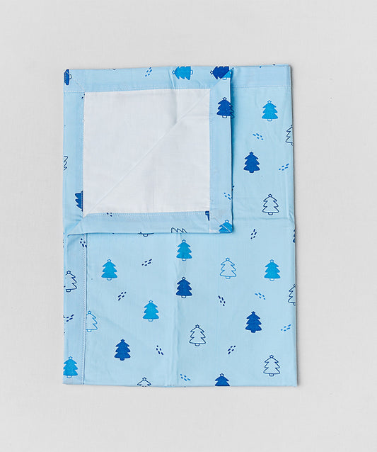 Poplin Cotton Dohar (Mattress Protector/Receiving Sheet) - Blue Fir Tree