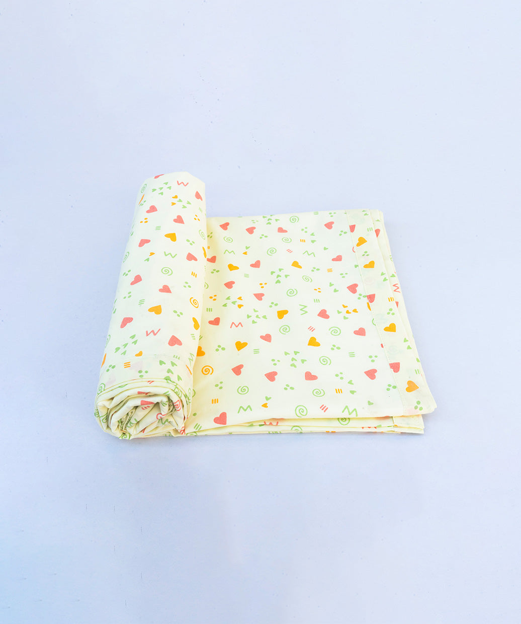 Poplin Cotton  Dohar (Mattress Protector/Receiving Sheet) - Lt. Yellow Contours