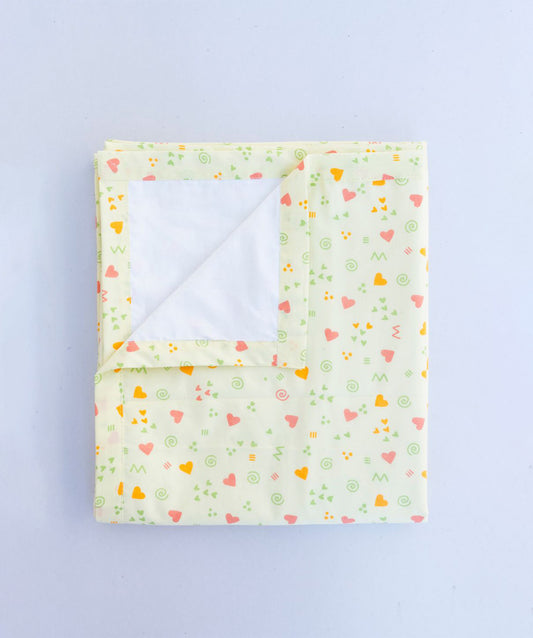 Poplin Cotton  Dohar (Premium Bed Protector) - Lt. Yellow Contours