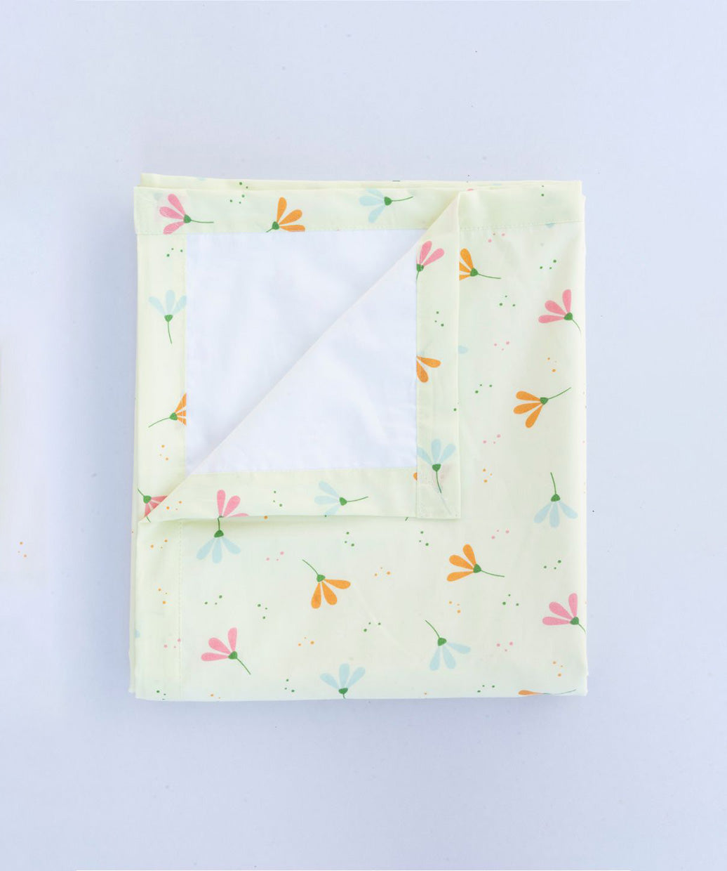 Poplin  Cotton Dohar (Mattress Protector/Receiving Sheet) - Lime Cream Bloom