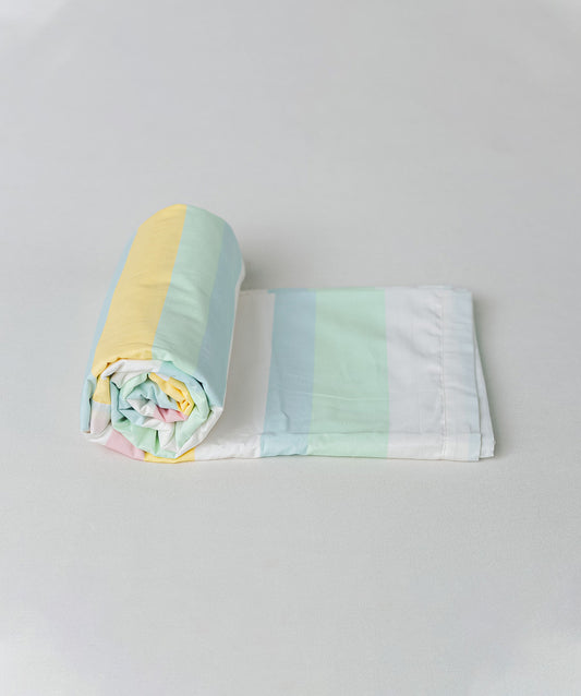 Poplin Cotton Dohar (Premium Bed Protector) - Multicolor Stripes