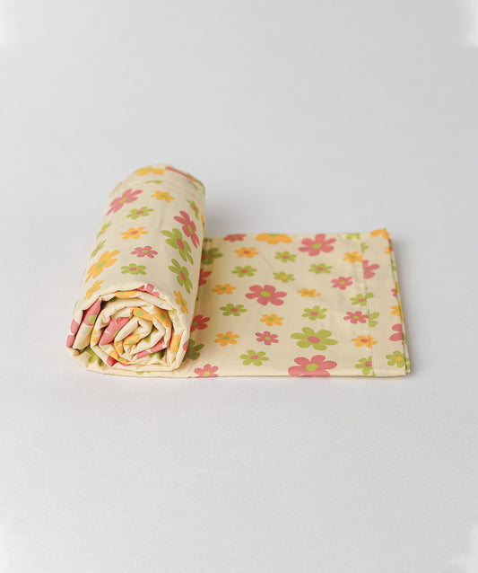 Poplin Cotton  Dohar (Premium Bed Protector) - Vanilla Petals