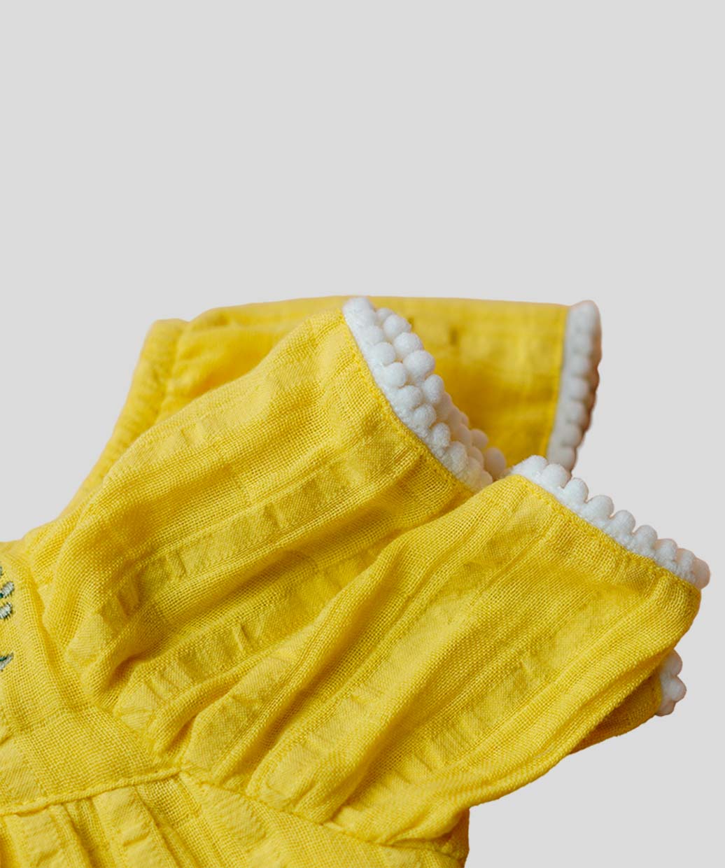 Muslin Seer Sucker Flutter Sleeve Frock - Dk Yellow
