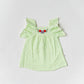 Muslin Seer Sucker Flutter Sleeve Frock - Lt Green
