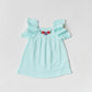 Muslin Seer Sucker Flutter Sleeve Frock - Mint