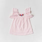 Muslin Seer Sucker Flutter Sleeve Frock - Lt Pink