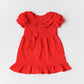 Muslin Bubble Crinkle Frock (Frill Bow) - Carmine