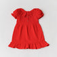 Muslin Bubble Crinkle Frock (Frill Bow) - Carmine