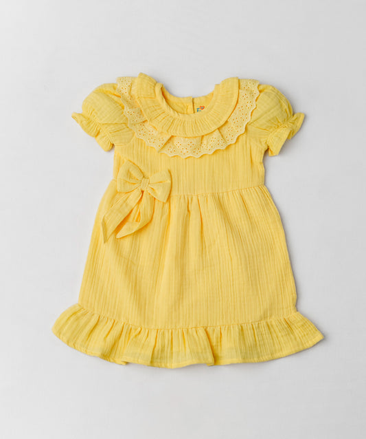 Muslin Bubble Crinkle Frock (Frill Bow) - Crayola