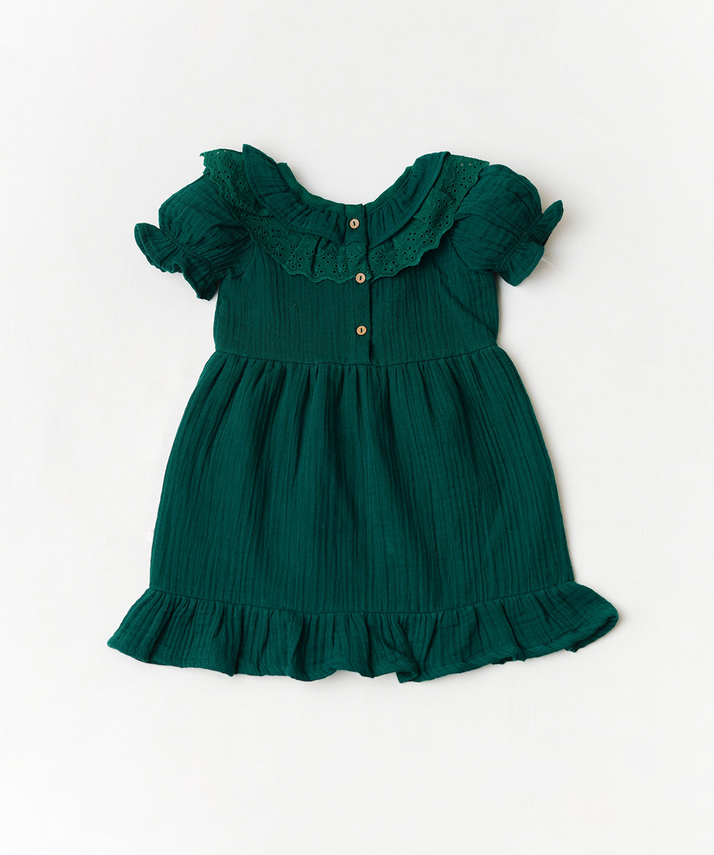 Muslin Bubble Crinkle Frock (Frill Bow) - Opal