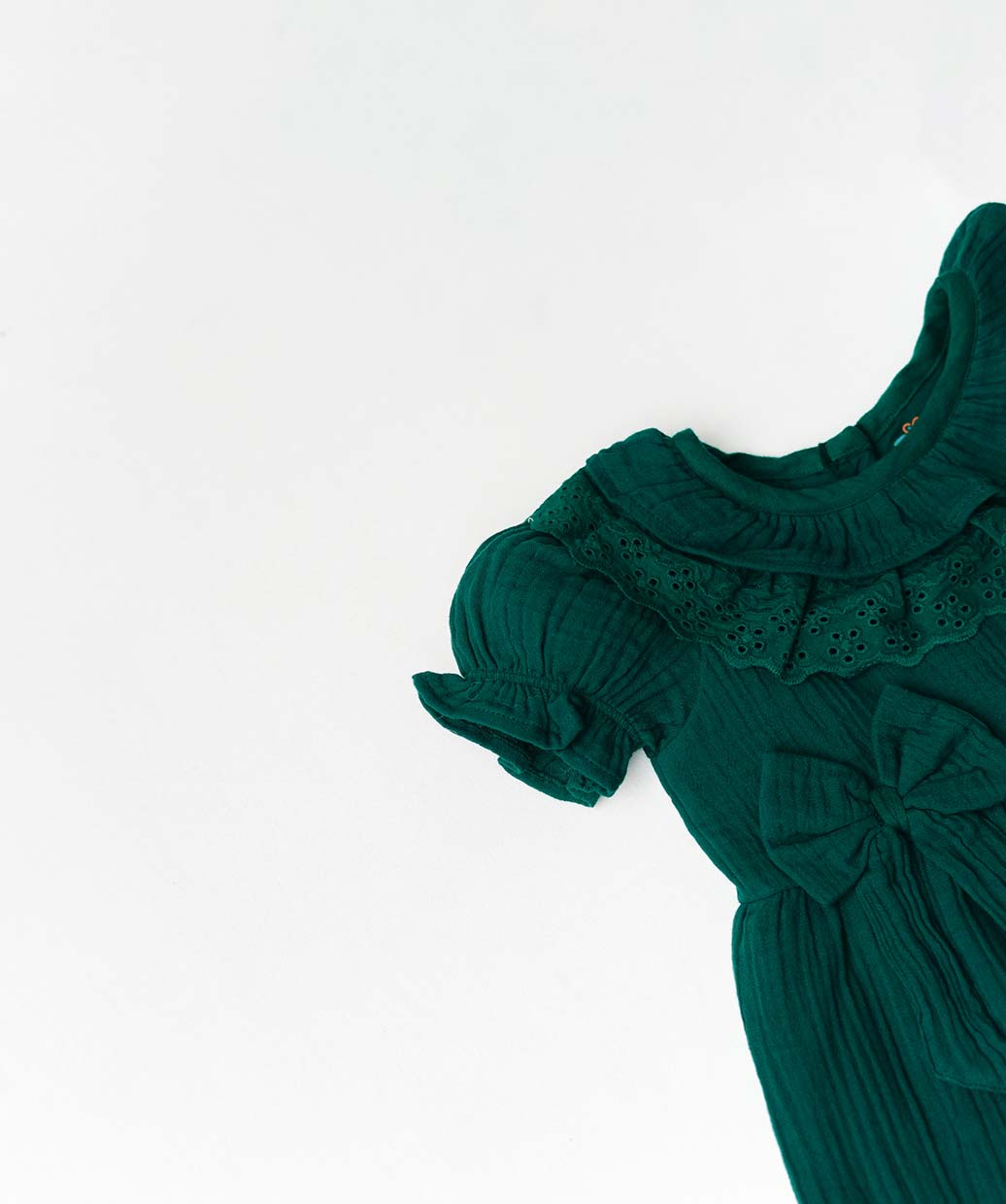 Muslin Bubble Crinkle Frock (Frill Bow) - Opal