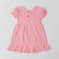 Muslin Bubble Crinkle Frock (Frill Bow) - Flamingo Pink