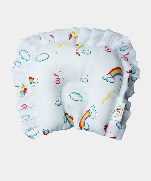 Muslin Baby Pillow (Frill) - Rainbow