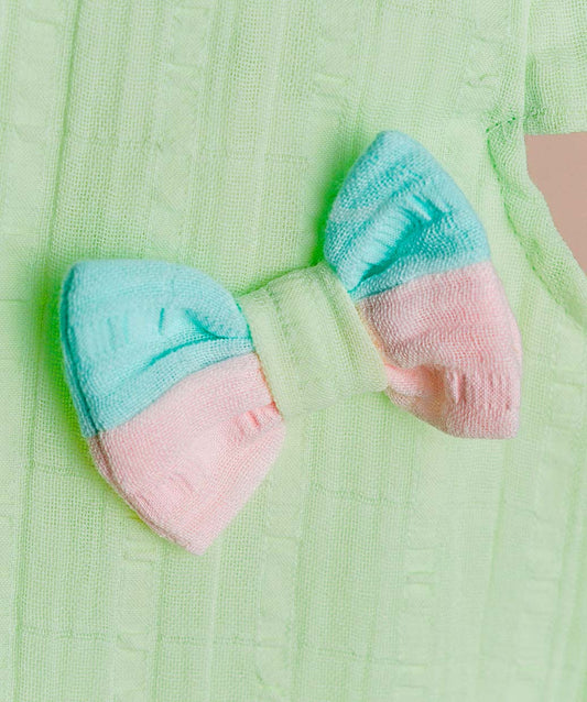 FIRSTIN Seer Sucker Muslin Fusion Frock - Lt. Green