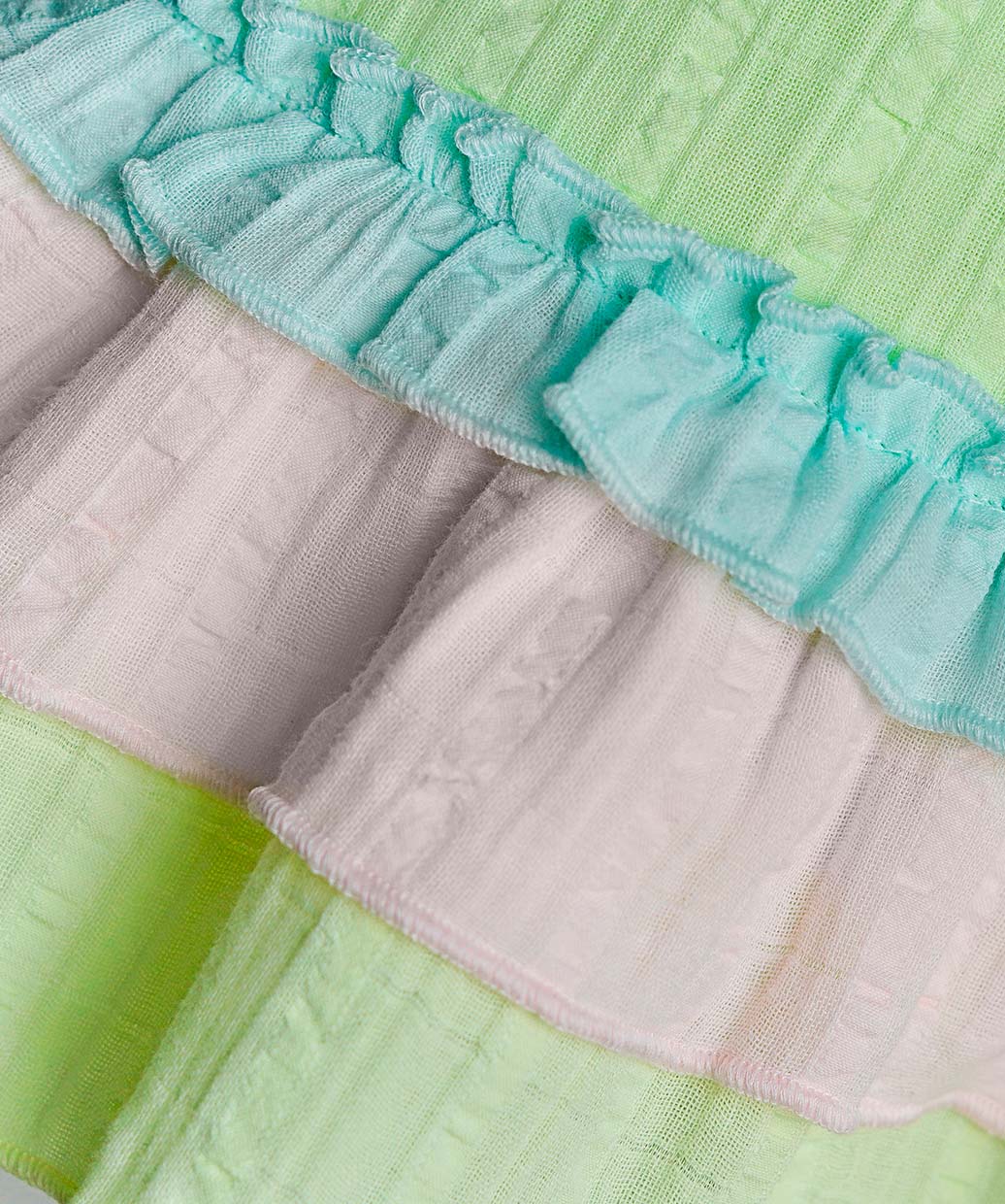 Seer Sucker Muslin Fusion Frock - Lt. Green