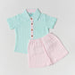 Muslin Seer Sucker Fusion Shirt-Shorts Set - Mint
