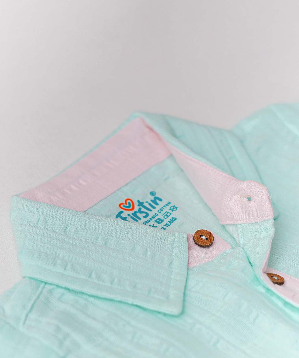 Muslin Seer Sucker Fusion Shirt-Shorts Set - Mint