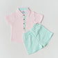 Muslin Seer Sucker Fusion Shirt-Shorts Set - Lt. Pink