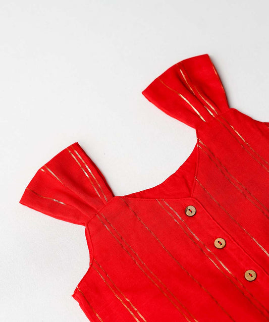 FIRSTIN Ira Top With Skirt (Sleeveless) - Carmine