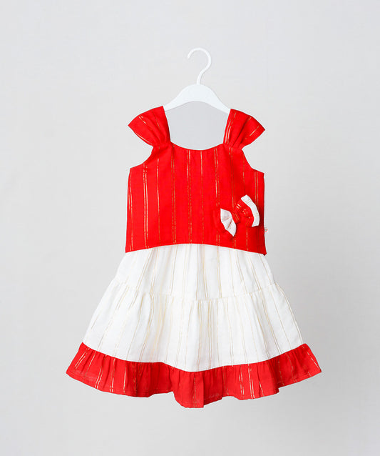 FIRSTIN Ira Top With Skirt (Sleeveless) - Carmine