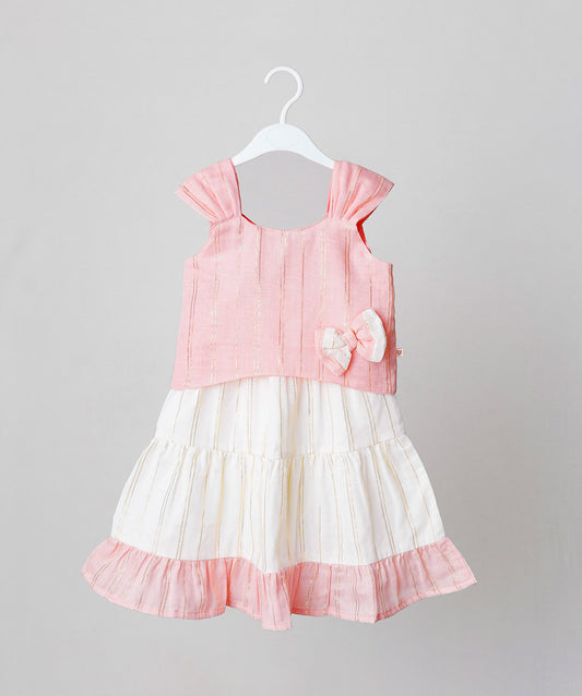 FIRSTIN Ira Top With Skirt (Sleeveless) - Flamingo Pink