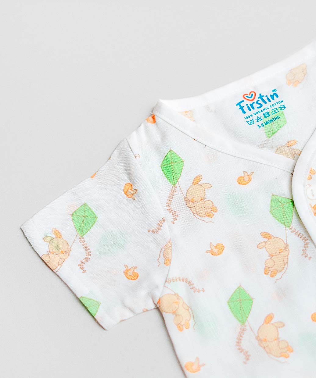 Vanilla Bunny Kite White Base Muslin Jabla Shorts Set Half Sleeve