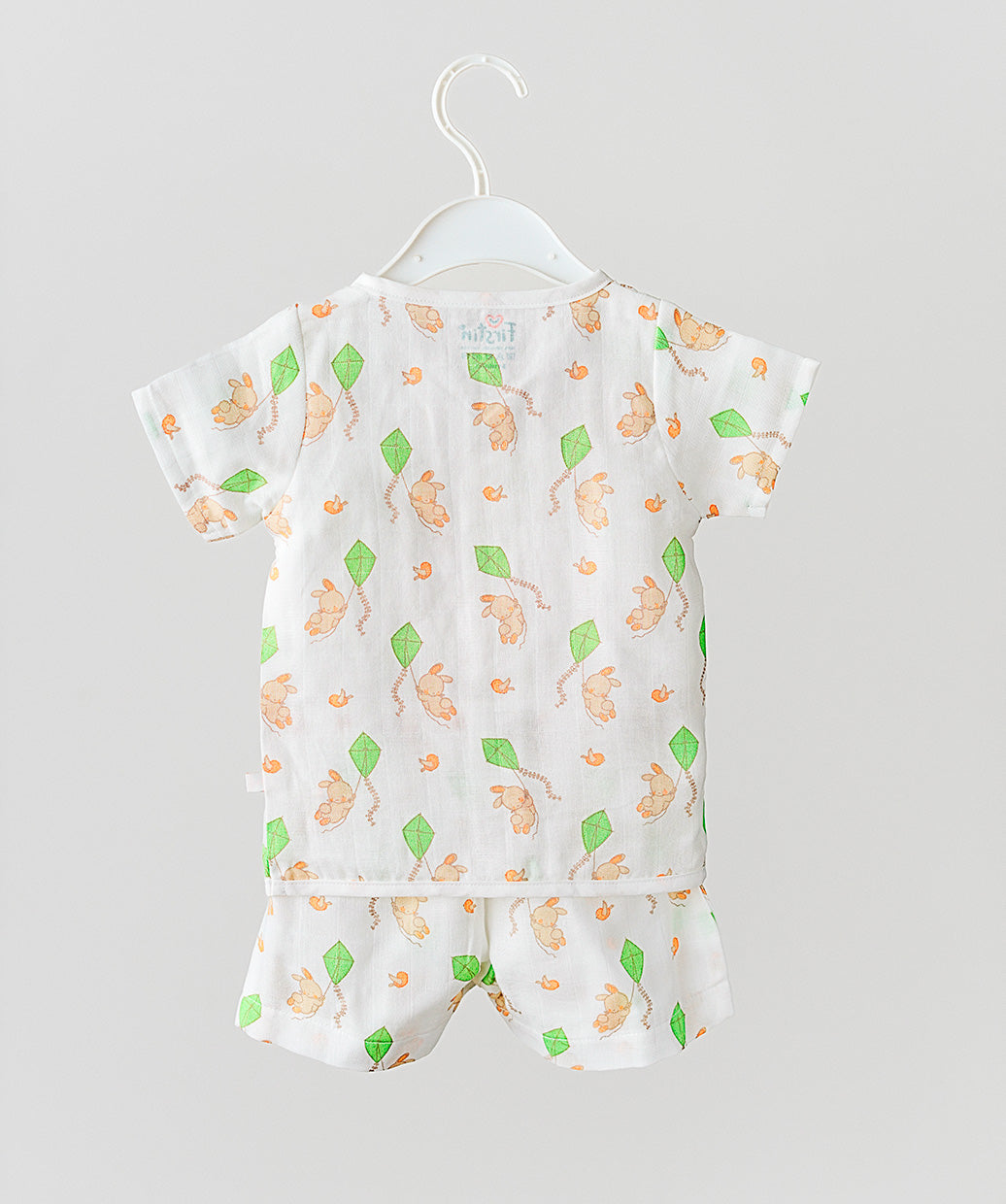 Vanilla Bunny Kite White Base Muslin Jabla Shorts Set Half Sleeve