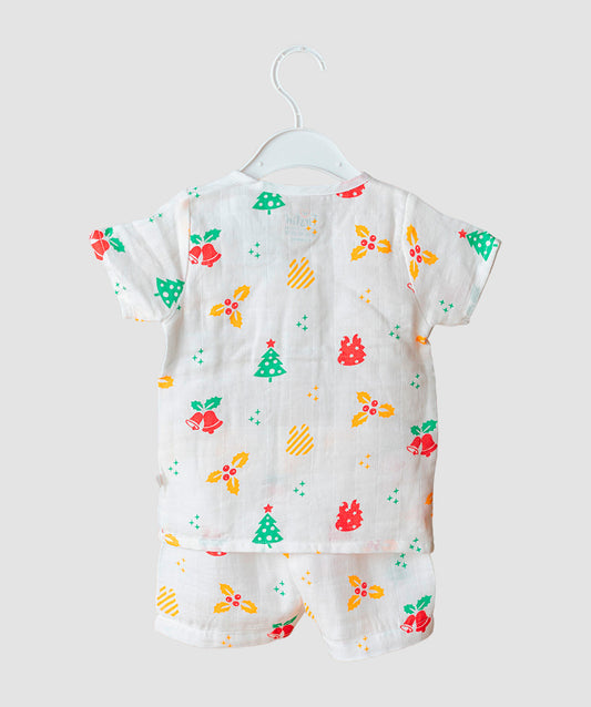 FIRSTIN Muslin Jabla-Shorts Half Sleeve - Jingle Bell