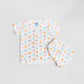 Salsa Rose Daisy Cloud White Base Muslin Jabla Shorts Set Half Sleeve