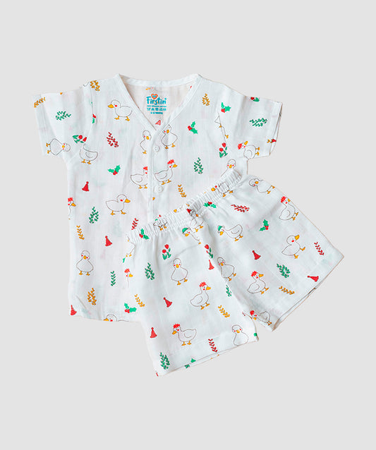FIRSTIN Muslin Jabla-Shorts Half Sleeve - Santa Duck