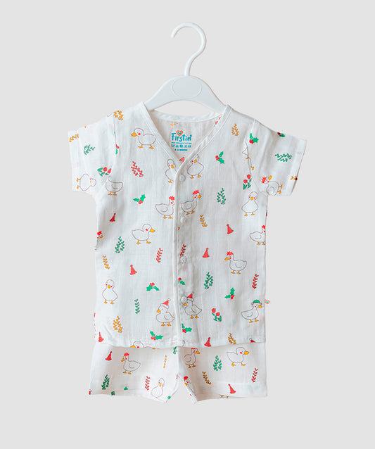 FIRSTIN Muslin Jabla-Shorts Half Sleeve - Santa Duck
