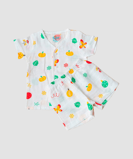 FIRSTIN Muslin Jabla-Shorts Half Sleeve - Snow Ball