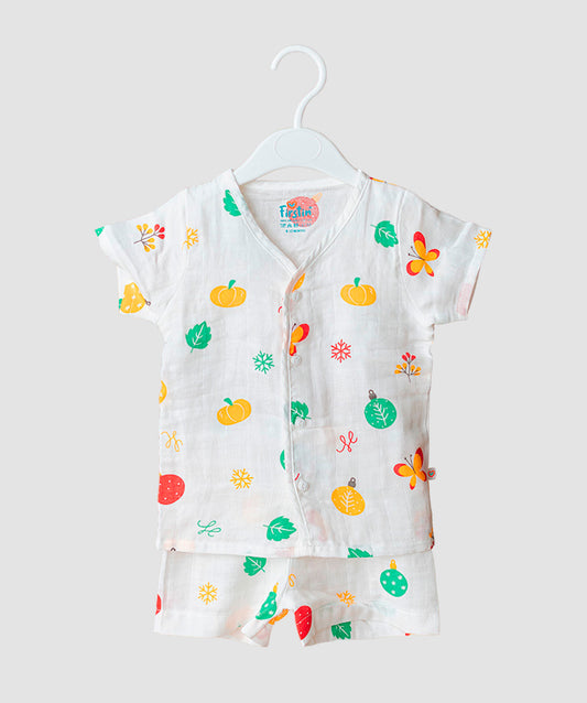 FIRSTIN Muslin Jabla-Shorts Half Sleeve - Snow Ball