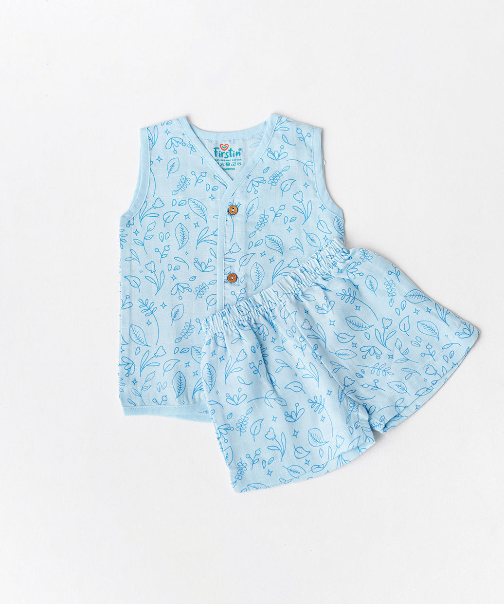 Muslin Jabla-Shorts Set Sleeveless - Blue Shrubs