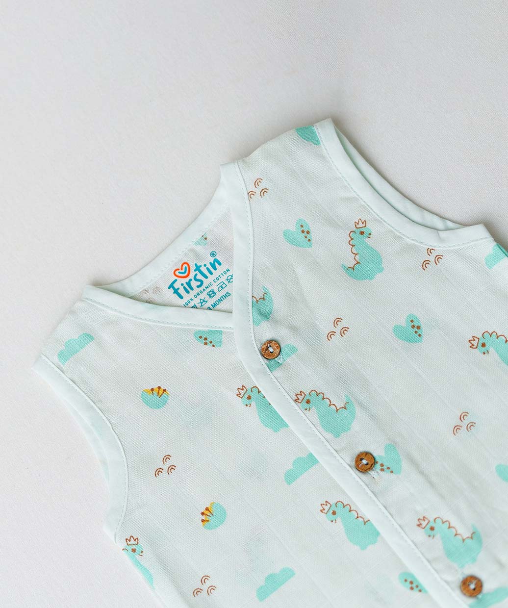 Muslin Jabla-Shorts Set Sleeveless - Frost Dino Crown