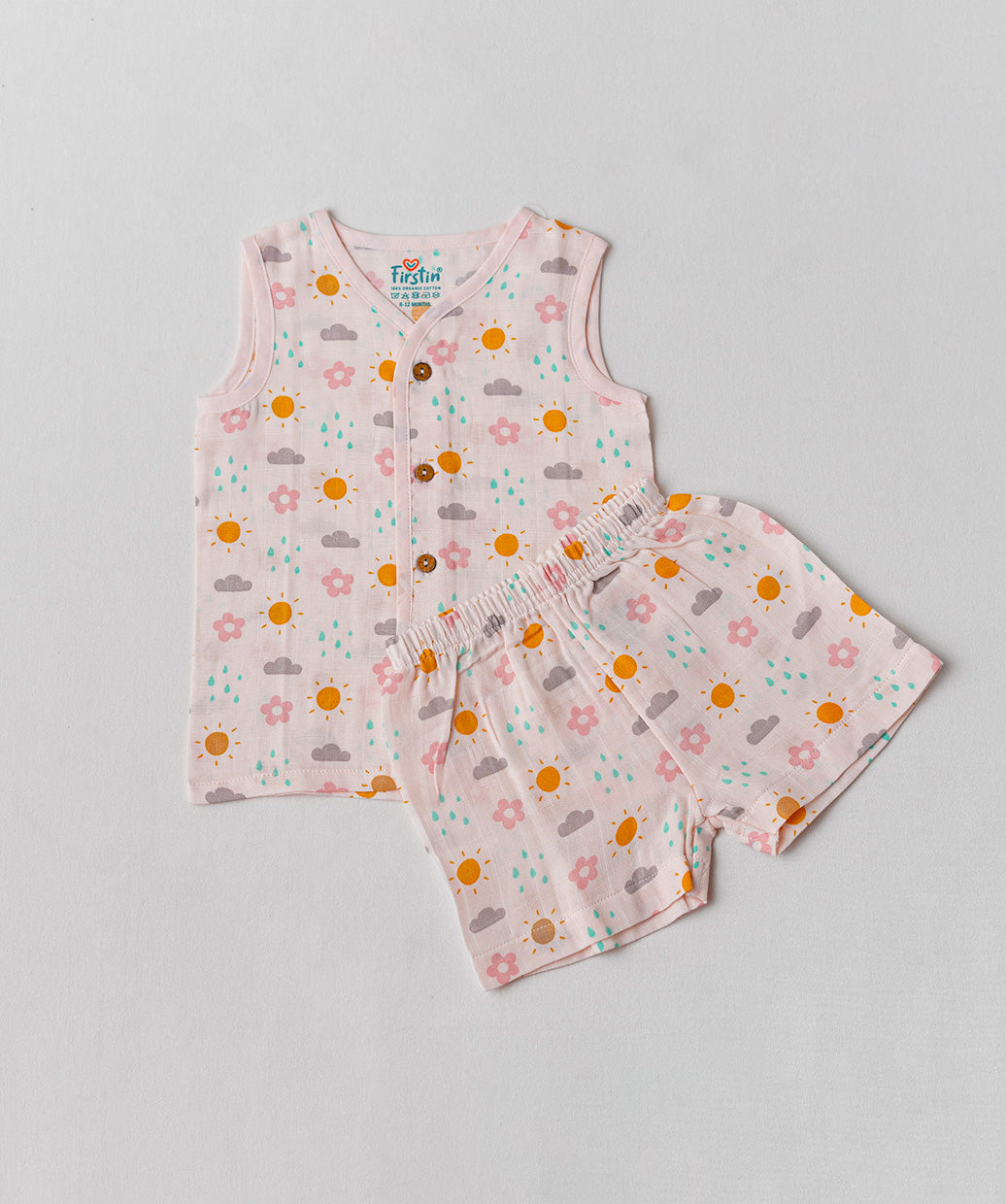 Salsa Rose-Daisy Cloud Muslin Jablas Shorts Set Sleeveless