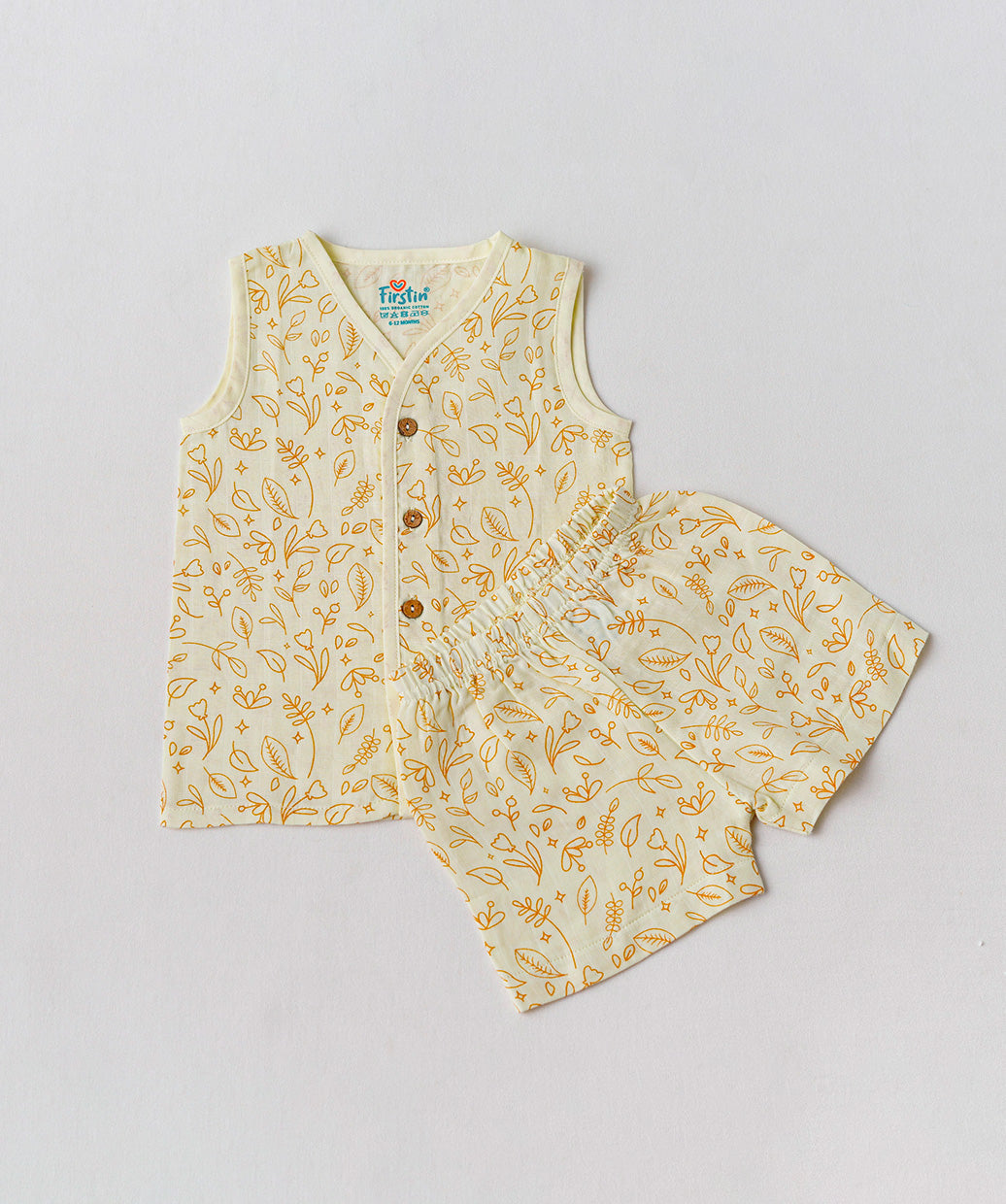Muslin Jabla-Shorts Set Sleeveless - Lime Cream Shrubs