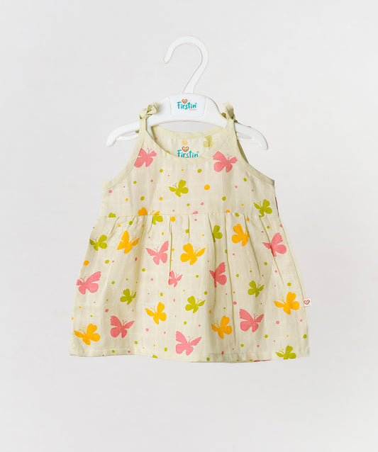 Muslin Knotted Frock - Aloe Wash Butterfly