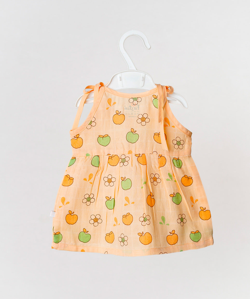 Muslin Knotted Frock - Apricot Sherbet Fujis